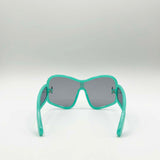 Square Oversized Mask Sunglasses in Aqua Grey