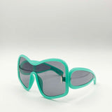 Square Oversized Mask Sunglasses in Aqua Grey