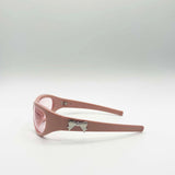 Wrap Around Racer Bow Sunglasses in Pink