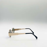 Rounded Oval Metal Frame Sunglasses in Gold Green