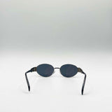 Rounded Oval Metal Frame Sunglasses in Silver Grey