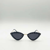 Diamante Cat-Eye Sunglasses in Black