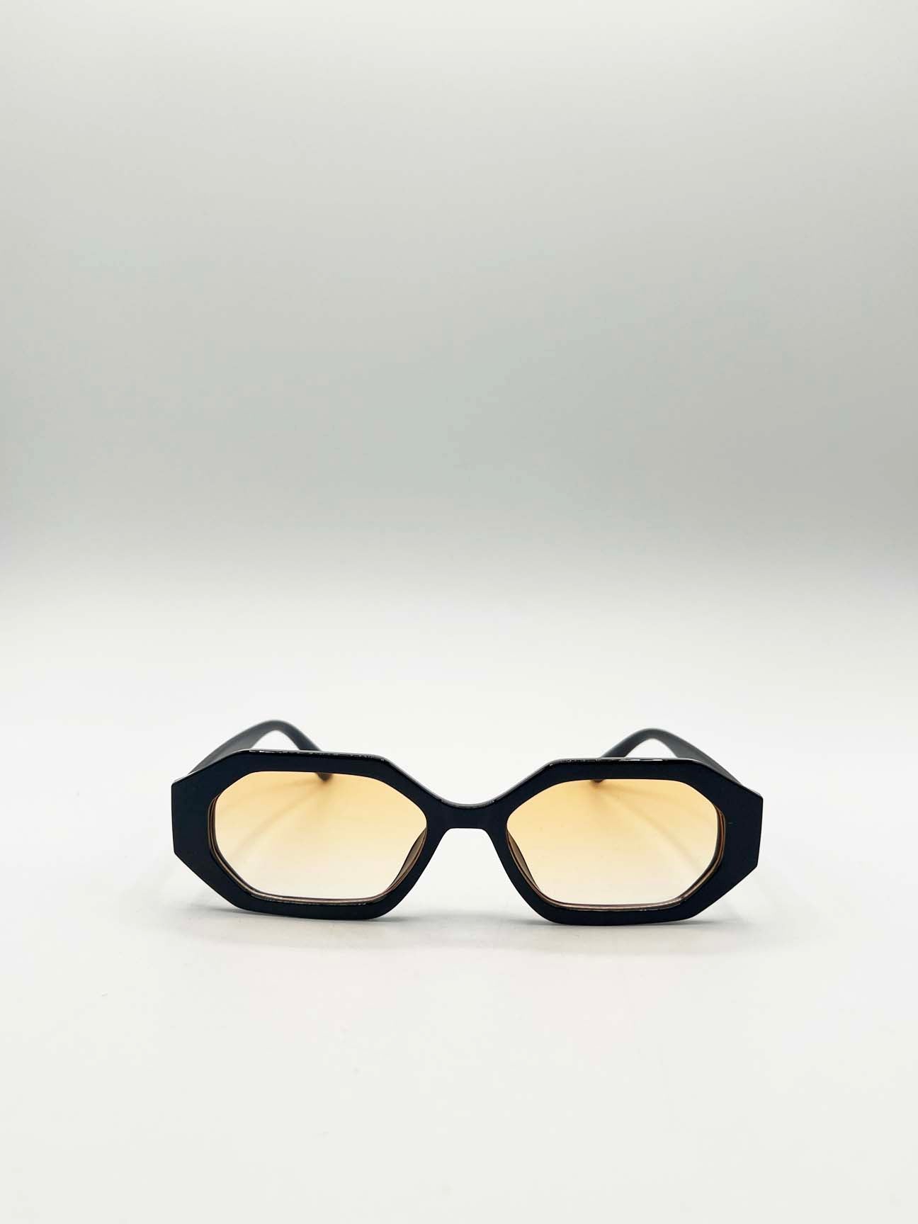 Oval Geomentric Sunglasses in Black Orange - svnx