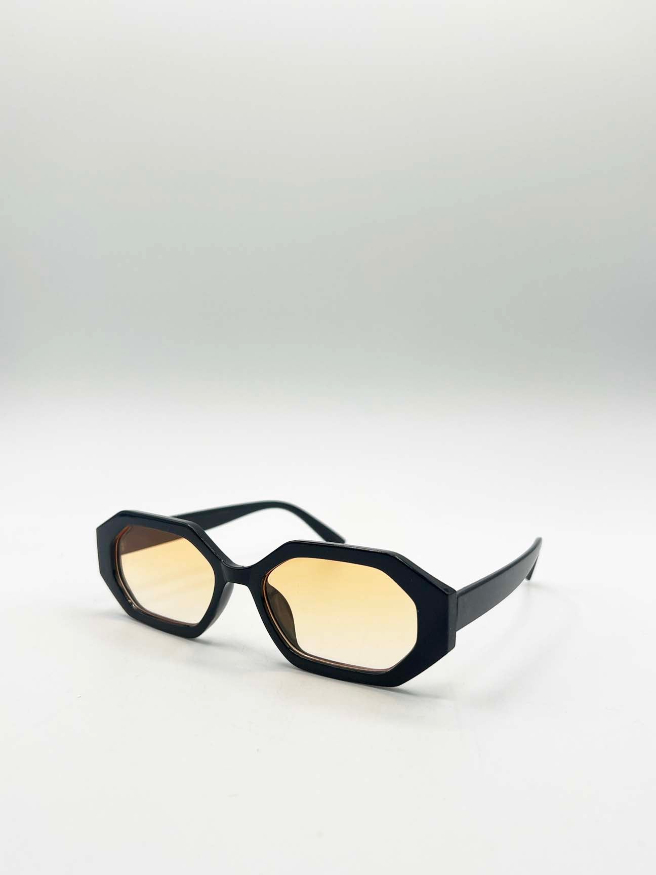 Oval Geomentric Sunglasses in Black Orange - svnx