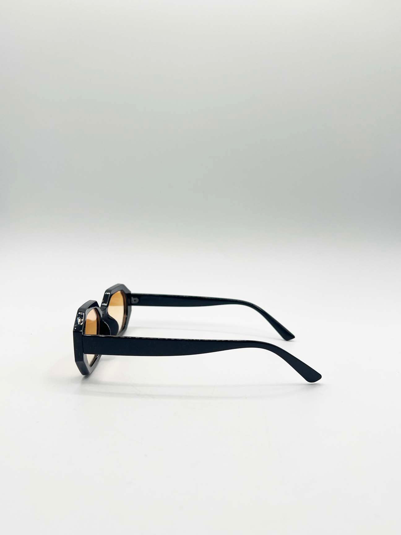 Oval Geomentric Sunglasses in Black Orange - svnx