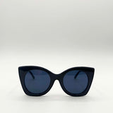 Oversized Round Cat-Eye Sunglasses in Black