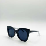 Oversized Round Cat-Eye Sunglasses in Black