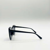 Oversized Round Cat-Eye Sunglasses in Black