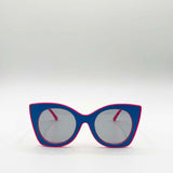 Oversized Round Cat-Eye Sunglasses in Blue Pink