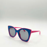 Oversized Round Cat-Eye Sunglasses in Blue Pink