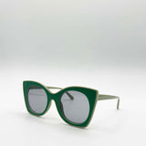 Oversized Round Cat-Eye Sunglasses in Green