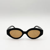 Retro Small Oval Sunglasses Black Brown