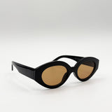 Retro Small Oval Sunglasses Black Brown