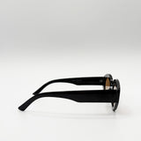 Retro Small Oval Sunglasses Black Brown