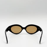 Retro Small Oval Sunglasses Black Brown