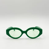 Retro Small Oval Sunglasses Green