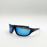 Thin Racer Sunglasses in Black Blue Lens