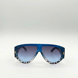 Oversized Rounded Sunglasses Blue Brown