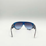 Oversized Rounded Sunglasses Blue Brown