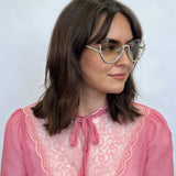 Upper Rimless Pearl Sunglasses in Silver Grey