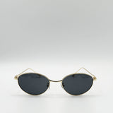 Metal Oval Cat Eye Sunglasses In Black - svnx