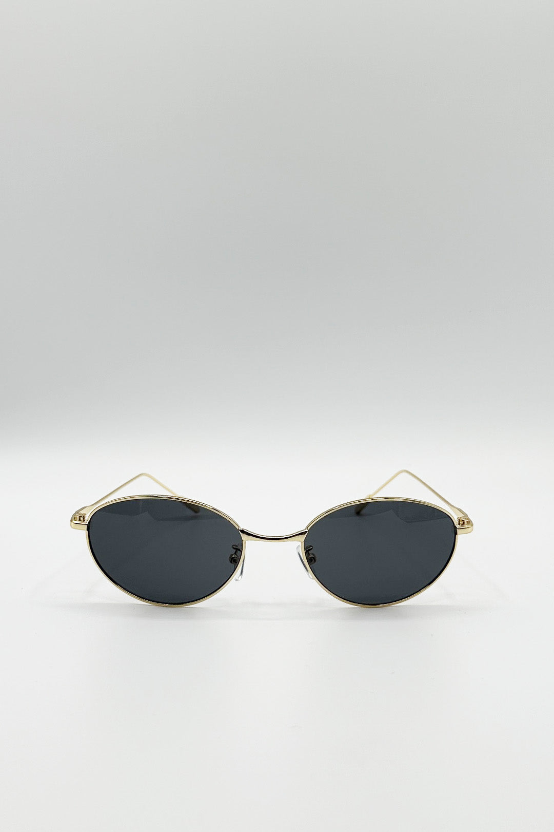 Metal Oval Cat Eye Sunglasses In Black - svnx