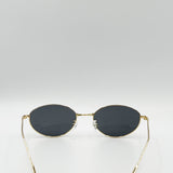 Metal Oval Cat Eye Sunglasses In Black - svnx