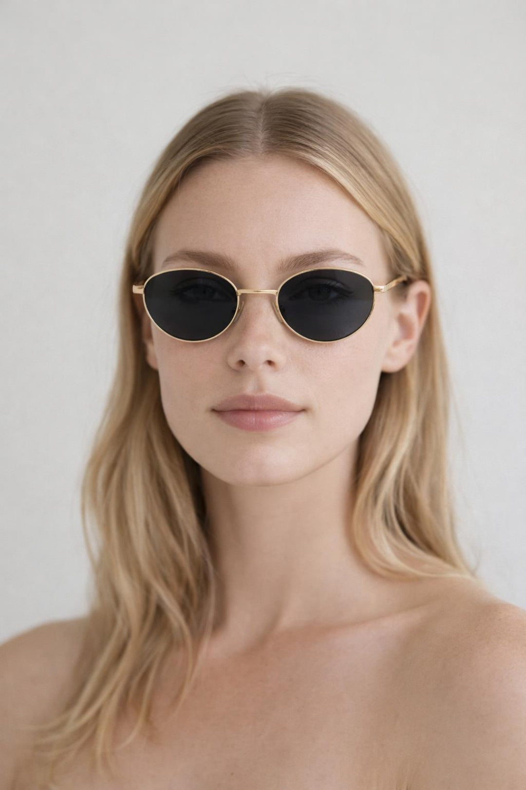 Metal Oval Cat Eye Sunglasses In Black - svnx