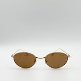 Metal Oval Cat Eye Sunglasses In Brown - svnx