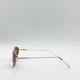 Metal Oval Cat Eye Sunglasses In Brown - svnx