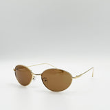 Metal Oval Cat Eye Sunglasses In Brown - svnx
