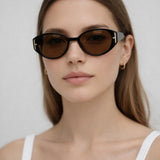 Round Cat Eye Detail Sunglasses In Black - svnx