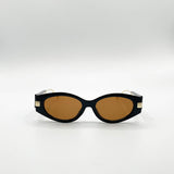 Oval Metal Detail Sunglasses In Black