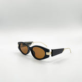 Oval Metal Detail Sunglasses In Black