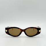 Oval Metal Detail Sunglasses In Tortoiseshell - svnx