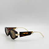 Oval Metal Detail Sunglasses In Tortoiseshell - svnx