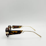 Oval Metal Detail Sunglasses In Tortoiseshell - svnx