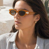Oval Metal Detail Sunglasses In Orange