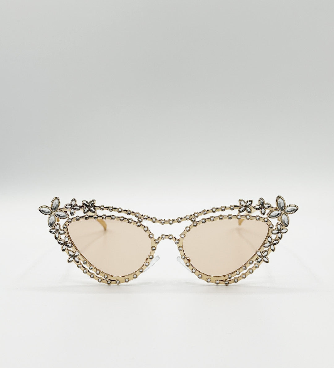Diamante Cat Eye Sunglasses In Champagne - svnx