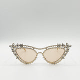 Diamante Cat Eye Sunglasses In Champagne - svnx