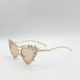 Diamante Cat Eye Sunglasses In Champagne - svnx