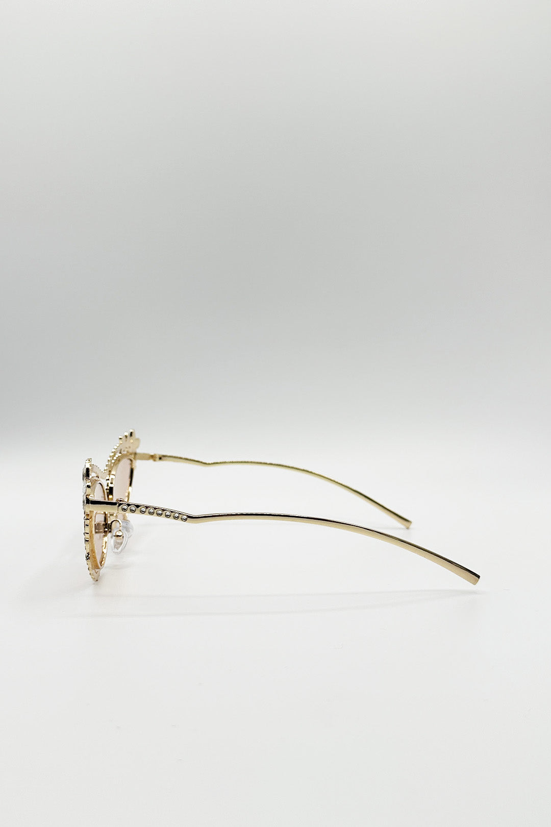 Diamante Cat Eye Sunglasses In Champagne - svnx