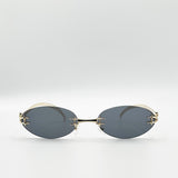 Rimless Oval Sunglasses In Black - svnx