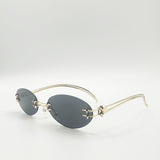 Rimless Oval Sunglasses In Black - svnx