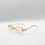 Rimless Oval Sunglasses In Brown