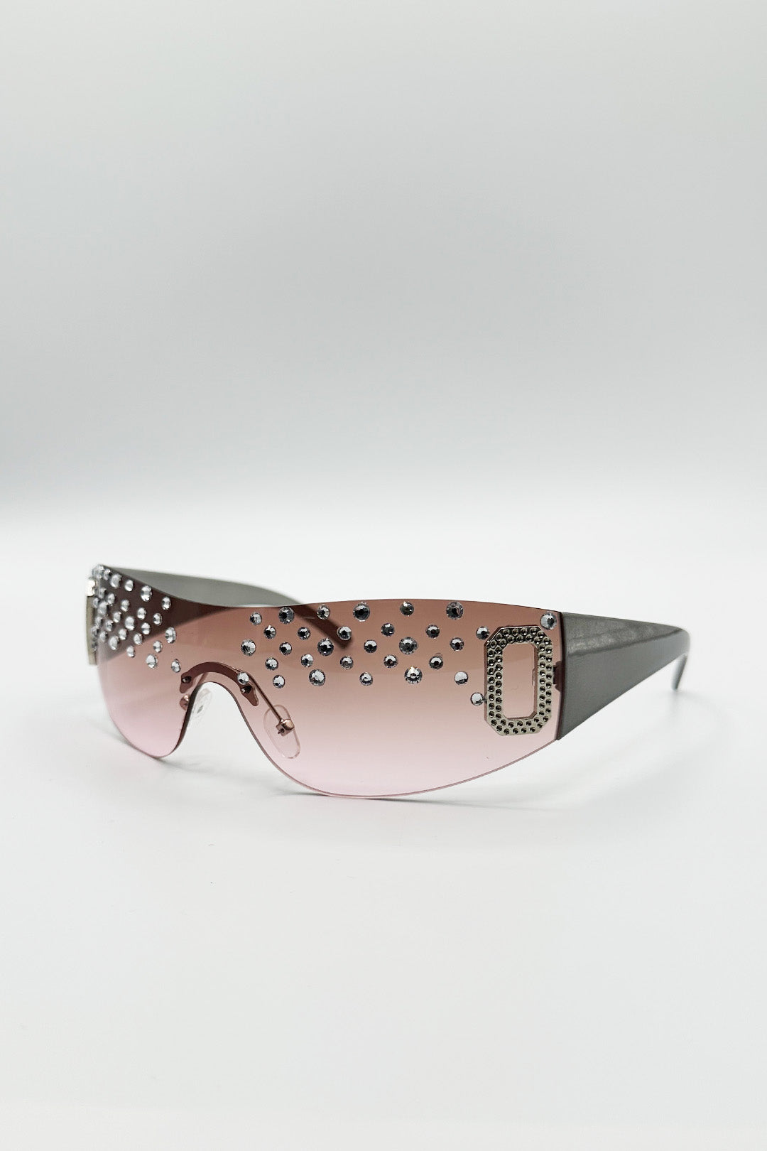 Racer Diamante Sunglasses In Pink - svnx