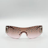 Racer Diamante Sunglasses In Pink - svnx