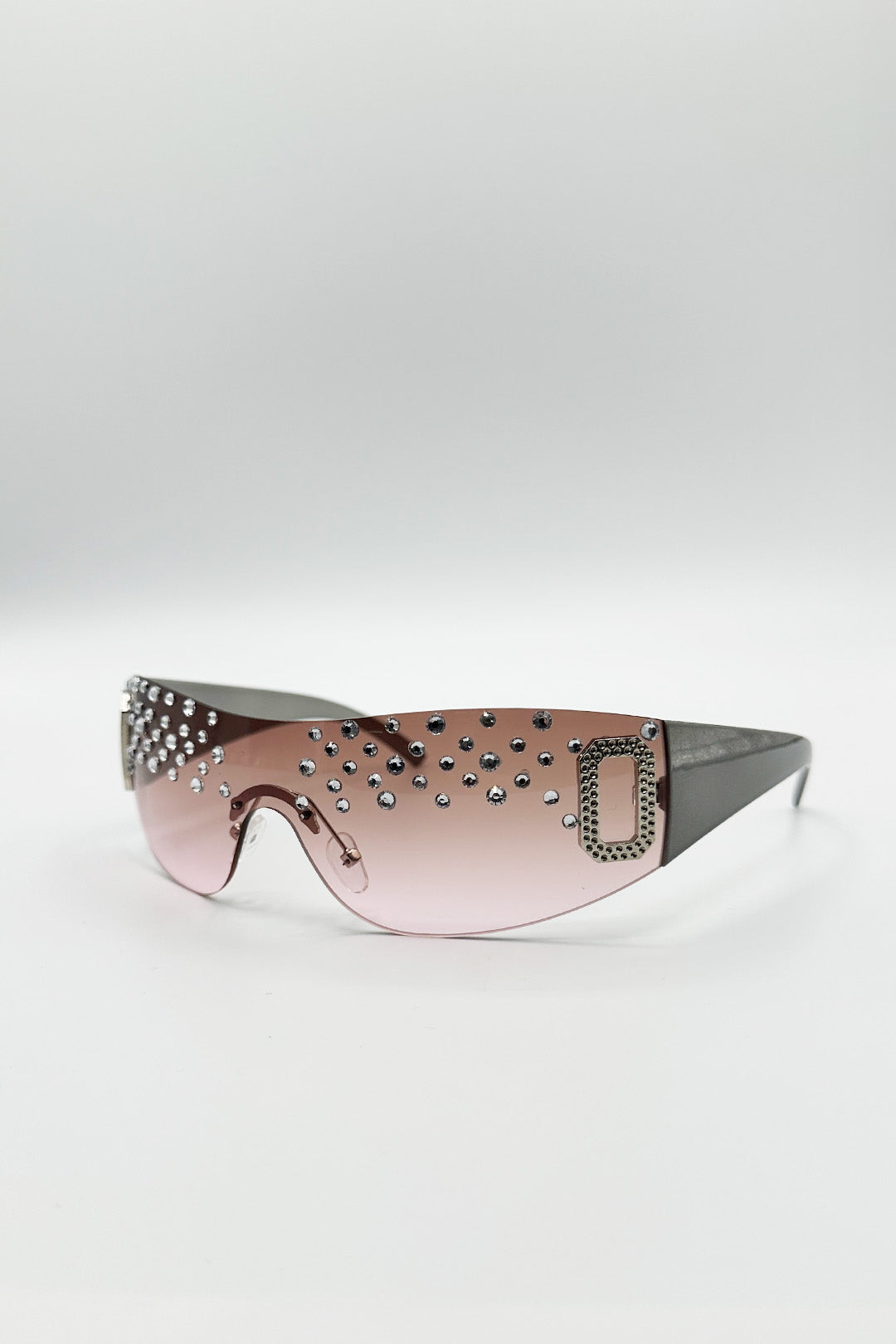 Racer Diamante Sunglasses In Pink - svnx