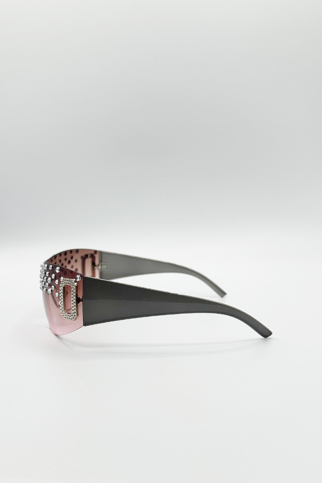 Racer Diamante Sunglasses In Pink - svnx
