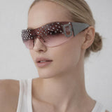 Racer Diamante Sunglasses In Pink - svnx